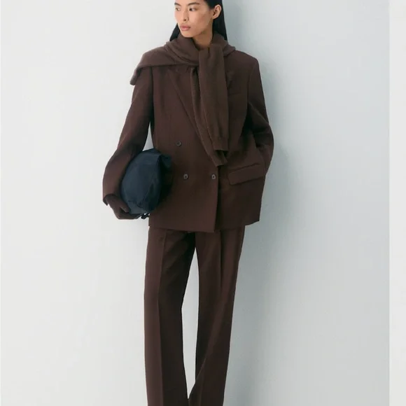 Brown Double-Breasted Women's Blazer - Picture 2 of 6